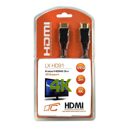 Kabel HDMI - HDMI (v2.0 | 4K | 3 m) czarny