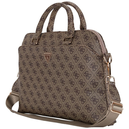 Tasche LAPTOP 15" Guess 4G Zipper Pocket Triangle Logo braun