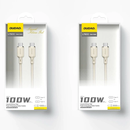 Dudao L7SCC USB-C – USB-C-Kabel 100 W 1 m – Beige