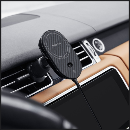 Uchwyt samochodowy z ładowarką           bezprzewodową PITAKA MagEZ Pro 2 Qi2 15W NFC Magsafe czarno szary