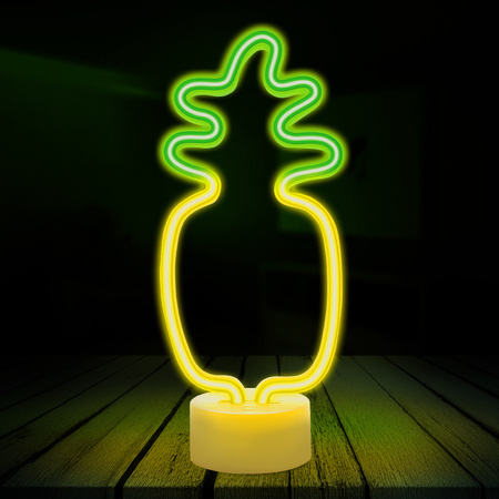 Neon na podstawce LED ANANAS pomarańczowo zielony USB-C FSC-12 Forever Light