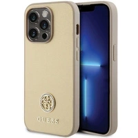 Etui Guess Strass Metal Logo do iPhone 15 Pro Max - złote