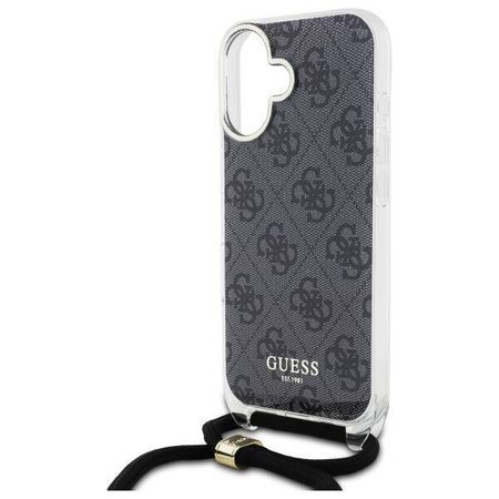 Original Case IPHONE 16 Guess Hardcase Crossbody Cord 4G Print (GUHCP16SHC4SEK) black