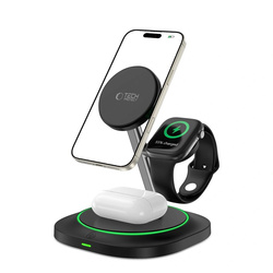 TECH-PROTECT ładowarka indukcyjna QI15W-A46 3w1 MAGNETIC MAGSAFE BLACK