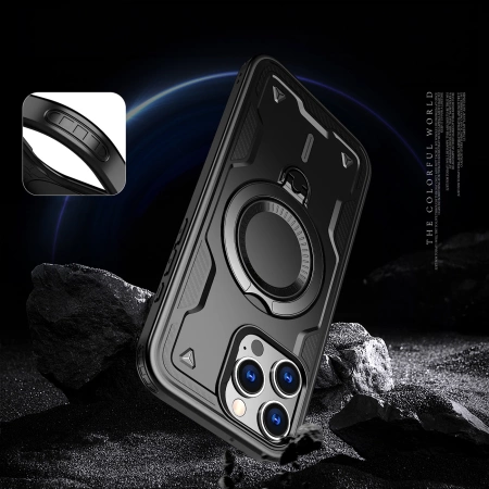 Hybrid Armor Trendige Hülle mit MagSafe für iPhone 16 Pro Max – Schwarz