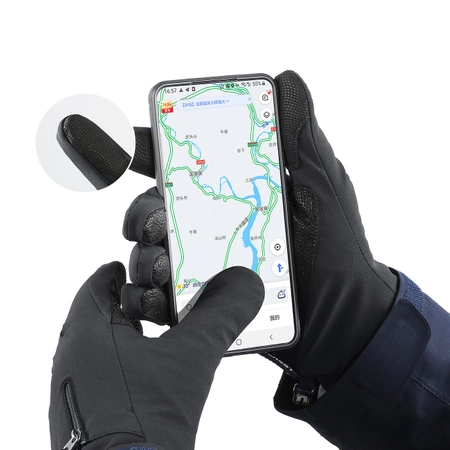 Rutschfeste Winter-Handy-Sporthandschuhe (Größe L) – schwarz