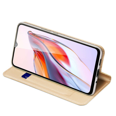 Dux Ducis Skin Pro etui do Xiaomi Redmi 11A / Poco C55 / Redmi 12C pokrowiec z klapką portfel na kartę podstawka złote