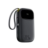 Powerbank Baseus EnerFill FC31 10000mAh 22.5W z wyświetlaczem cyfrowym i 2 wbudowanymi kablami (USB-C + Lightning) - czarny