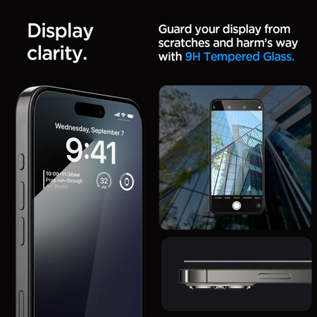 TEMPERED GLASS Spigen GLAS.TR &quot;EZ FIT&quot; FC 2-PACK IPHONE 15 PRO BLACK