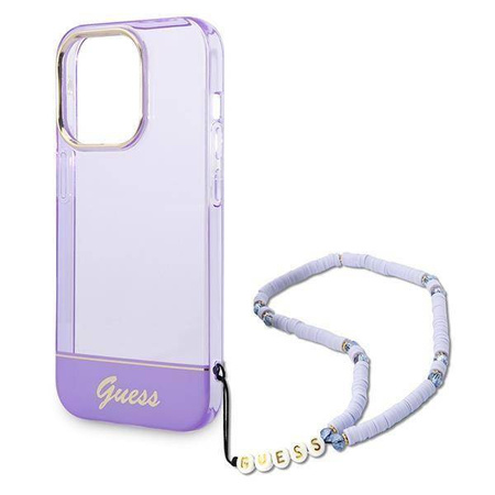Guess Translucent Pearl Strap - Etui iPhone 14 Pro Max (fioletowy)