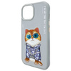 Nimmy etui iPhone 15 6.1" szary/gray      Glasses Cool Cat