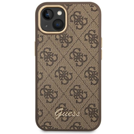 Oryginalne Etui IPHONE 14 Guess Hard Case 4G Vintage Gold Logo (GUHCP14SHG4SHW) brązowe