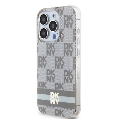 DKNY DKHMP14XHCPTSE iPhone 14 Pro Max 6.7" beżowy/beige hardcase IML Checkered Mono Pattern & Printed Stripes MagSafe