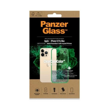 PanzerGlass ClearCase Antibacterial Military Grade Certified Case for iPhone 13 Pro Max - Transparent Green