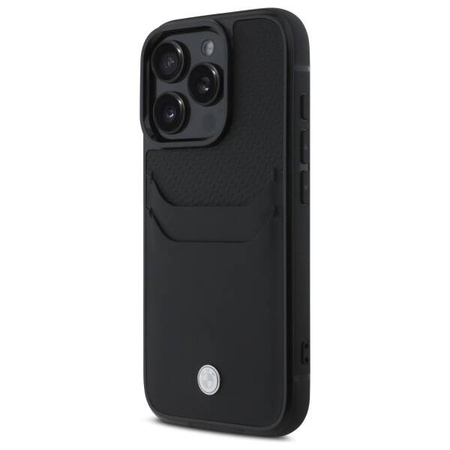 BMW nakładka do iPhone 16 Pro Max 6,9" BMHCP16X22RSEPK Hardcase Sign Leather Cardslot czarna