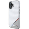 Original Handyhülle IPHONE 16 BMW Hardcase M Carbon Tricolor Line MagSafe (BMHMP16S23PUDTS) grau