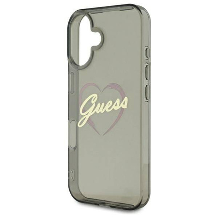 Original Case IPHONE 16 Guess Hardcase IML Heart (GUHCP16SHCHGSPK) black