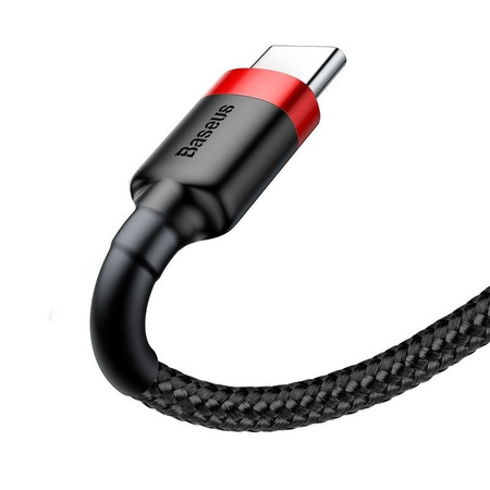 Nylonowy kabel przewód USB TYP C 3A 0.5M Szybkie Ładowanie Quick Charge 3.0 czerwono-czarny Baseus CATKLF-A91