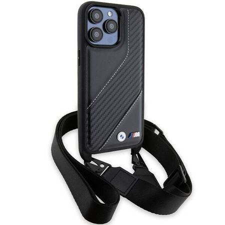 BMW M Edition Carbon Stripe &amp; Strap Hülle für iPhone 15 Pro – Schwarz