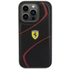 Ferrari Twist Metal Logo Hülle für iPhone 15 Pro – Schwarz