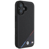 Original Handyhülle IPHONE 16 BMW Hardcase M Perforated Tricolor Line MagSafe (BMHMP16S23PUPDK) schwarz