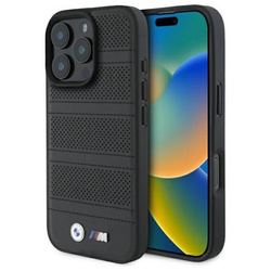 Original Handyhülle IPHONE 16 PRO MAX BMW Hardcase M Perforated & Stitched Line MagSafe (BMHMP16X23PUSPK) schwarz