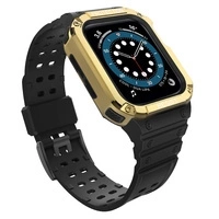 Protect Strap Band für Apple Watch 42/44/45mm Panzergehäuse Armband - Schwarz, Gold