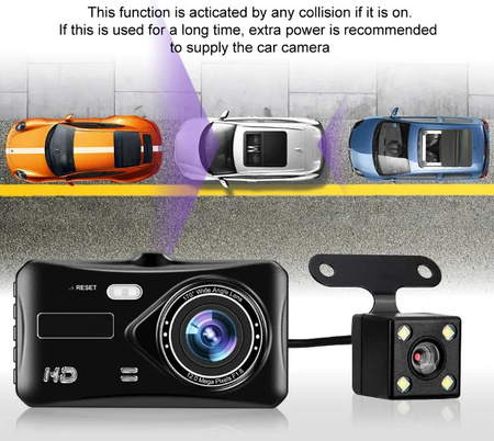 Wideorejestrator samochodowy DVR-03 4,0 cala + kamera cofania