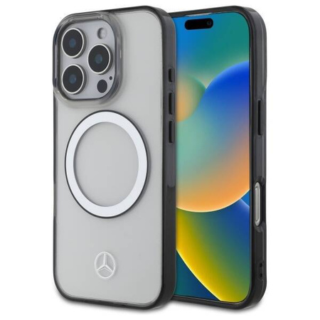 Original Handyhülle IPHONE 16 PRO MAX Mercedes Hardcase Printed Logo MagSafe (MEHMP16X23HUOKC) transparent