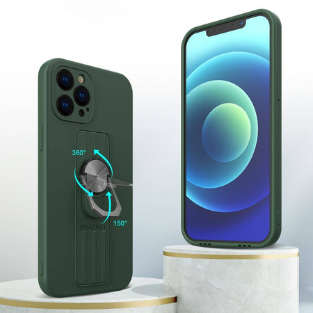 Ring Case silikonowe etui z uchwytem na palec i podstawką do iPhone 12 mini brązowy