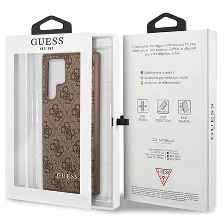 Guess 4G Metal Logo - Etui Samsung Galaxy S23 Ultra (brązowy)