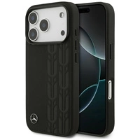 Mercedes Leather Laurel Leaves MagSafe Case for iPhone 17 Pro - Black