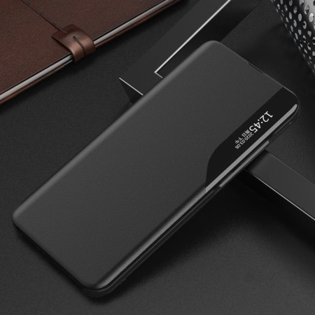 Eco Leather View Case Elegantes Flip Cover mit Standfunktion Poco M4 Pro 5G Schwarz