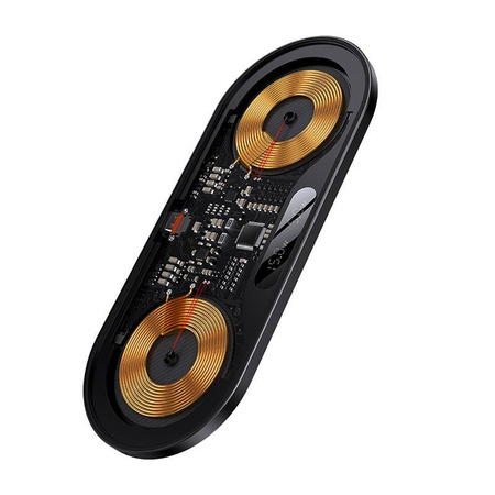 Baseus Digital LED Display podwójna ładowarka bezprzewodowa z cyfrowym wyświetlaczem 20W czarny (WXSX010101)