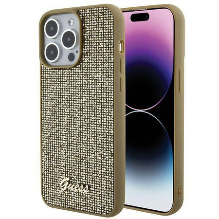 Guess Disco Metal Script case for iPhone 15 Pro Max - gold