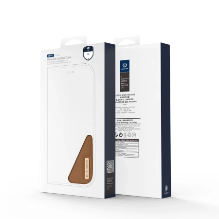 Dux Ducis Hivo iPhone 16e Hülle mit Klappdeckel und RFID-Schutz - Braun