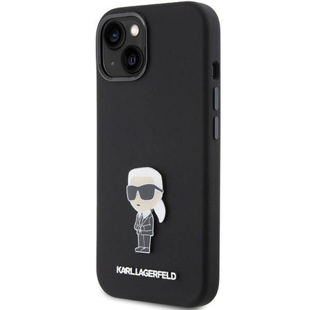 Karl Lagerfeld Silicone Ikonik Metal Pin case for iPhone 15 - black