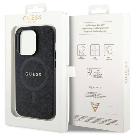 Oryginalne Etui IPHONE 14 PRO Guess Hardcase Saffiano MagSafe (GUHMP14LPSAHMCK) czarne
