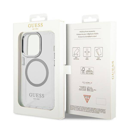 Guess Metal Outline MagSafe - Etui iPhone 14 Pro (przezroczysty)