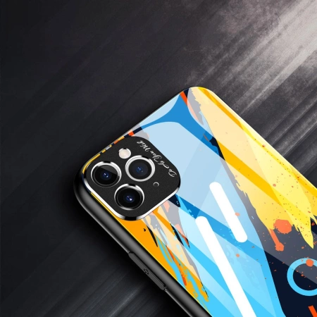 Color Glass Case etui pokrowiec nakładka ze szkła hartowanego z osłoną na aparat iPhone 11 Pro Max pattern 1