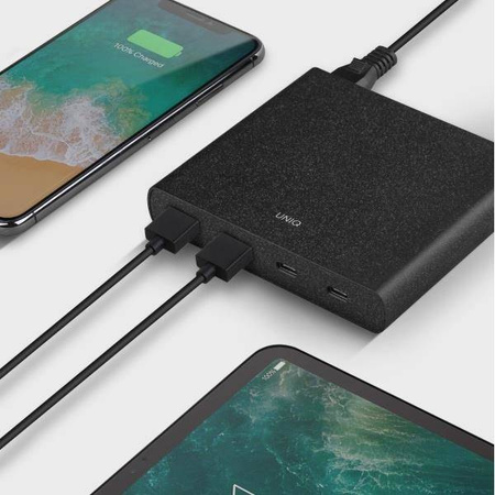 HUB UNIQ Surge LITHOS Collective 90W 2xUSB-A QC 3.0 / 2xUSB-C PD 3.0 - czarny