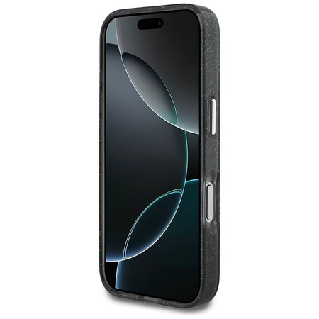 Karl Lagerfeld nakładka Magsafe IML glitter case metal camera frame and buttons Karl and Choupette sketch logo do iPhone 17 Pro transparentna