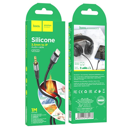 HOCO kabel AUX Jack 3,5 mm do Lightning UPA22 1 m czarny