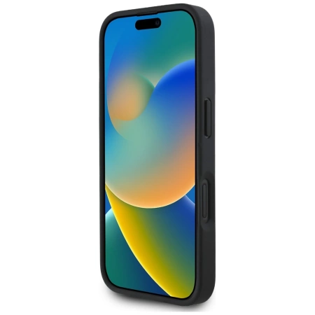 Etui Guess Grained Roses Big 4G logo na iPhone 16 - czarne