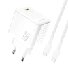Dudao A28C 45W GaN Wall Charger + USB-C Cable - White