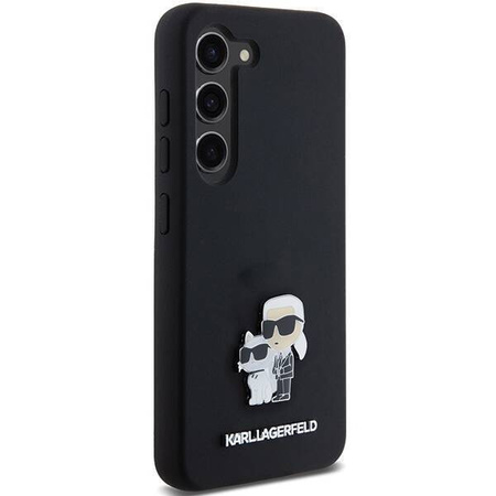 Oryginalne Etui KARL LAGERFELD hardcase Silicone Karl&Choupette Metal Pin KLHCS24SSMHKCNPK do Samsung Galaxy S24 czarny