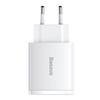 Baseus Compact szybka ładowarka sieciowa 2x USB / USB Typ C 30W 3A Power Delivery Quick Charge biały (CCXJ-E02)