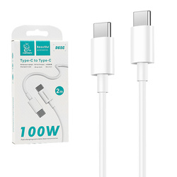KABEL USB TYP-C DO TYP-C PD USB-C 3,6A DENMEN BIAŁY 2M D65 100W