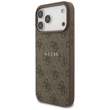 GUESS futerał do IPHONE 17 Pro Max kompatybilny z MagSafe GUHMP17XG4GFRW (PU 4G Ring Classic Logo) brązowy