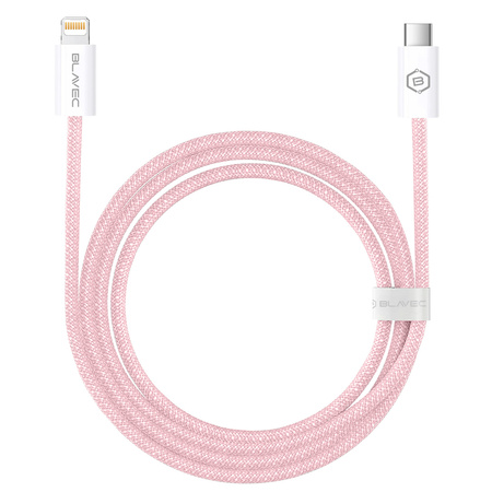 Blavec Kabel Candy oplot - Typ C na Lightning - PD 20W 2,4A 1 metr (CCA-CL24P10) różowy